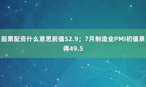 股票配资什么意思前值52.9；7月制造业PMI初值录得49.5